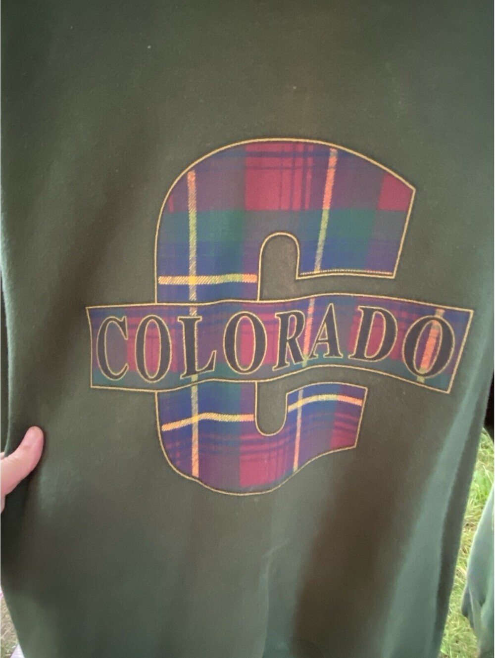 Colorado Sweatshirt Mens L Green Heavy Vintage Fruit of the Loom Graphic